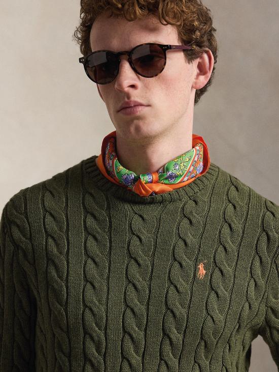 26SS 랄프 로렌 스웨터 Cotone a Trecce Verde Militare의 말리아 - RALPH LAUREN