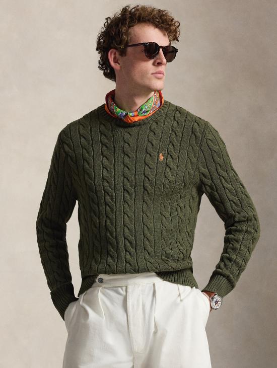 26SS 랄프 로렌 스웨터 Cotone a Trecce Verde Militare의 말리아