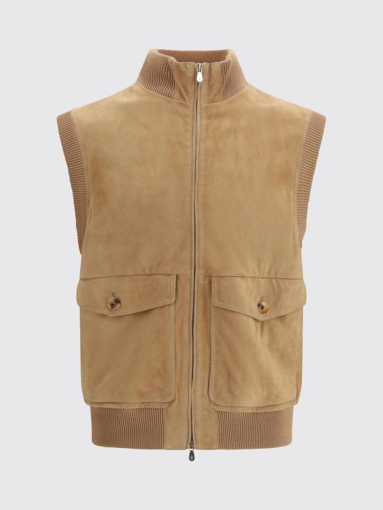 26SS 브루넬로 쿠치넬리 베스트 MPCLF2079 CMJ06 Camel - BRUNELLO CUCINELLI