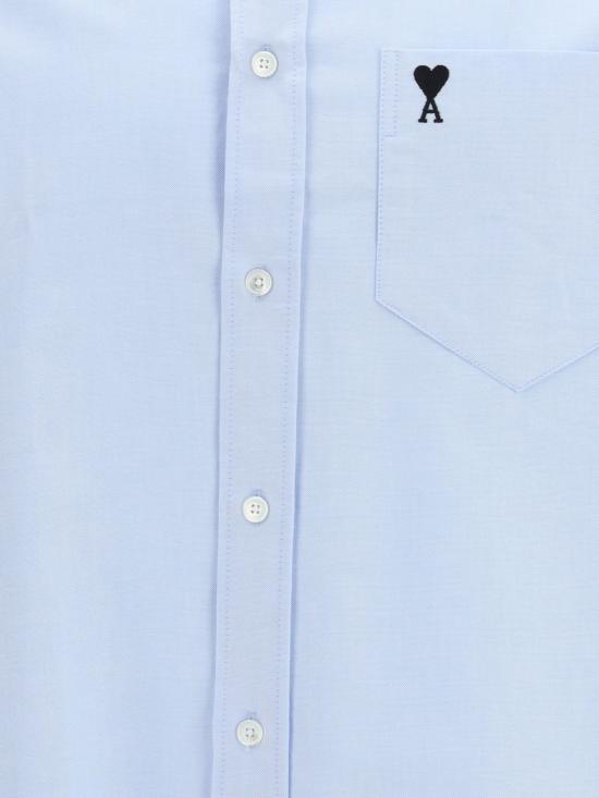 26SS 아미 스몰 하트 로고 박시 자수 셔츠 HSH822CO0031 450 Sky - AMI