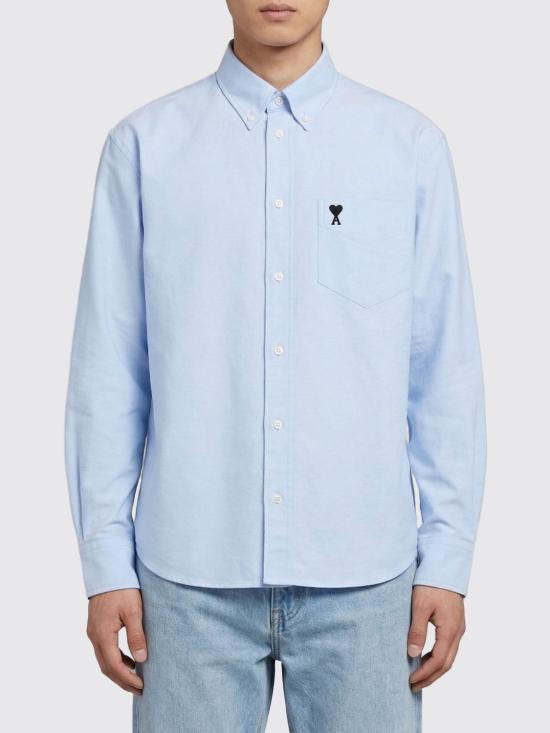 26SS 아미 스몰 하트 로고 박시 자수 셔츠 HSH822CO0031 450 Sky