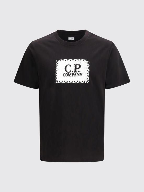 26SS 씨피 컴퍼니 저지 30/1 숏슬리브 로고 라벨 티셔츠 RCCMTS723A005100W 999 Black - C.P. COMPANY