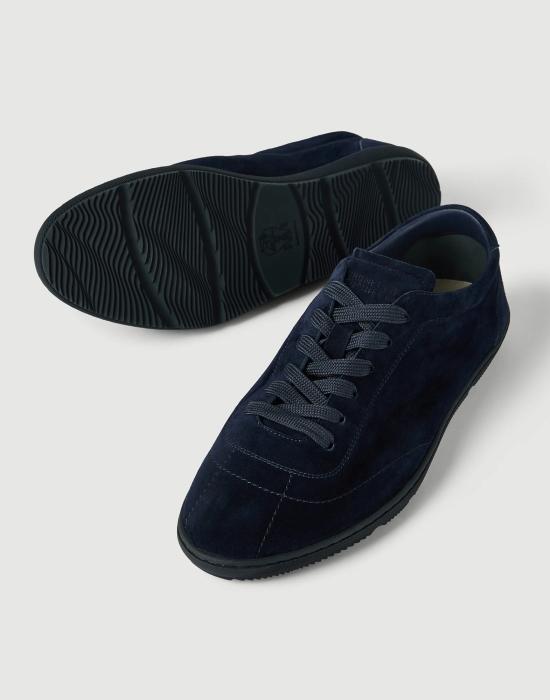 26SS 브루넬로 쿠치넬리 라이트 웨이트 스웨이드 스니커즈 MZUCAHN345C8862 Blue - BRUNELLO CUCINELLI