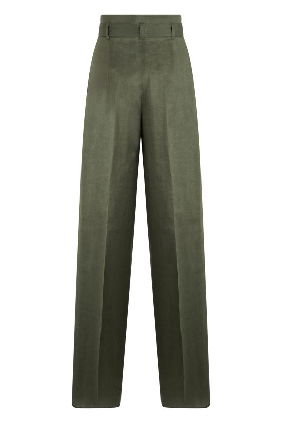 26SS 막스마라 스튜디오 스트레이트 팬츠 MSTMATERIA2616131092600037 green - MAX MARA STUDIO