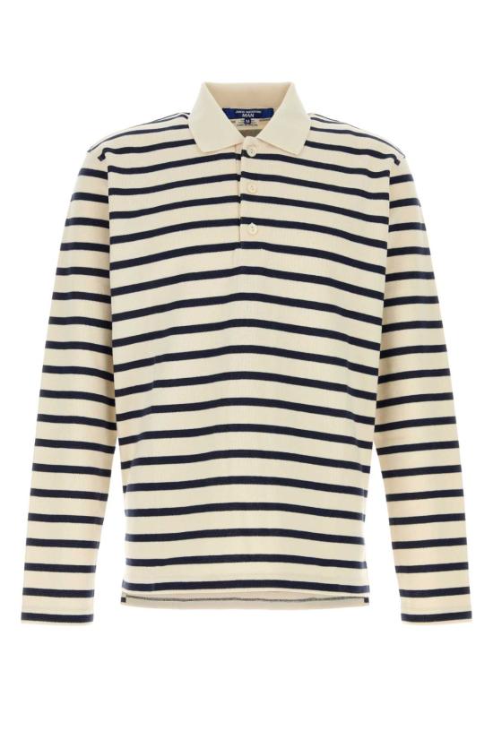 26SS 와타나베 준야 폴로 티셔츠 WQT007051 NTRLNAVY Stripped