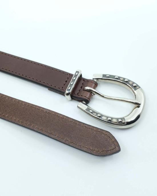  더 레터스 가죽 벨트 레터스 레더 양면 말굽 모양 롱  초콜릿 - THE LETTERS