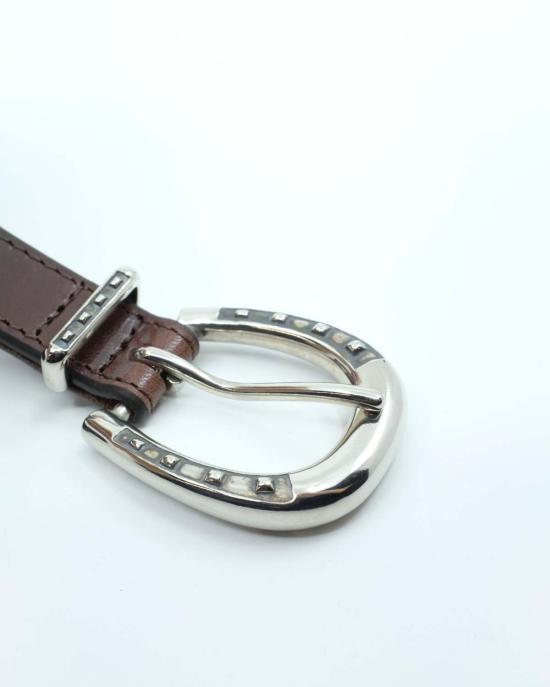  더 레터스 가죽 벨트 레터스 레더 양면 말굽 모양 롱  초콜릿 - THE LETTERS