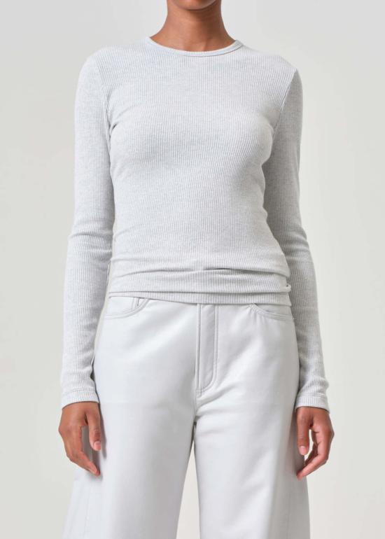  에이골디 긴팔 티셔츠 아골드 델피 슬림 티 캣니스 HTR 블랙