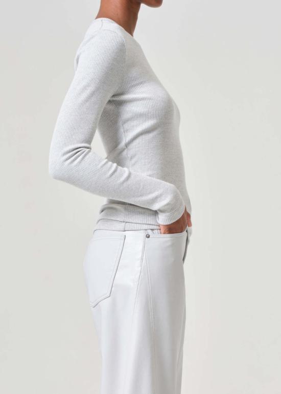  에이골디 긴팔 티셔츠 아골드 델피 슬림 티 캣니스 HTR 블랙 - AGOLDE