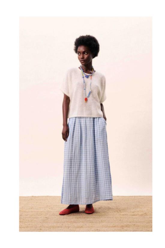  프렌치 롱 스커트 코발트 스커트