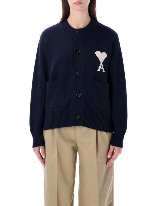  아미 ADC 울 크루넥 하트 가디건 UKC381 KN0156 A116 Blue