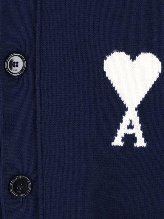  아미 ADC 울 크루넥 하트 가디건 UKC381 KN0156 A116 Blue - AMI