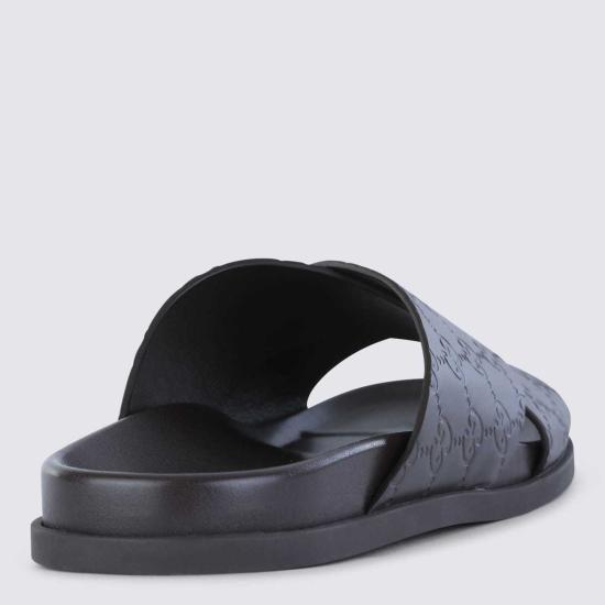  구찌 뮬/슬리퍼 가죽 로고 플랫슈즈 브라운 - GUCCI