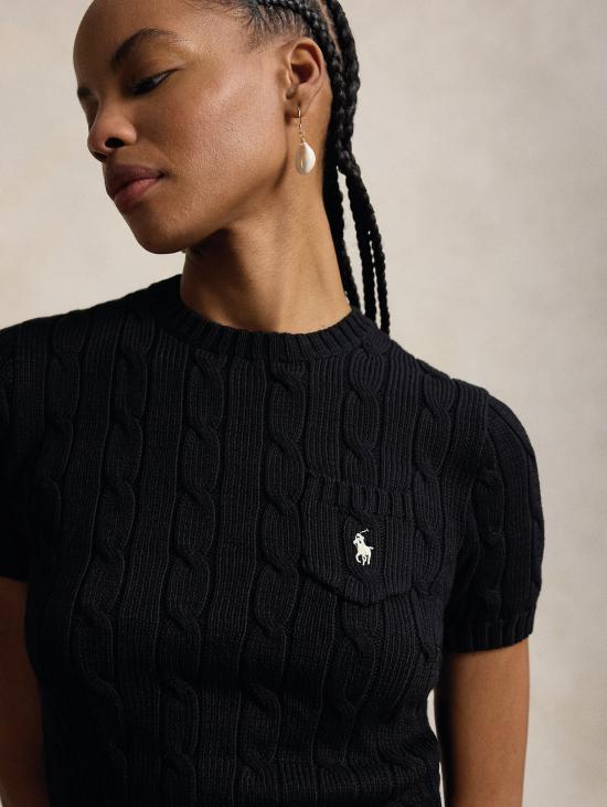 26SS 랄프 로렌 스웨터 말리아 아 트레체 콘 마니체 코르테 네로 - RALPH LAUREN