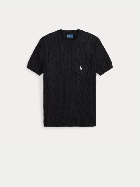 26SS 랄프 로렌 스웨터 말리아 아 트레체 콘 마니체 코르테 네로 - RALPH LAUREN