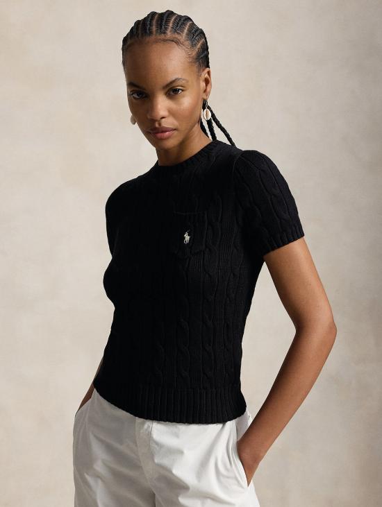 26SS 랄프 로렌 스웨터 말리아 아 트레체 콘 마니체 코르테 네로