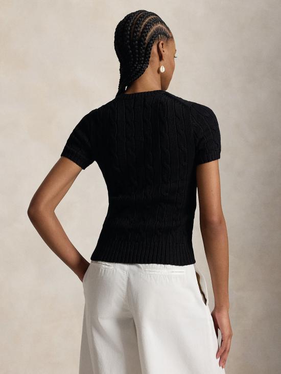 26SS 랄프 로렌 스웨터 말리아 아 트레체 콘 마니체 코르테 네로 - RALPH LAUREN