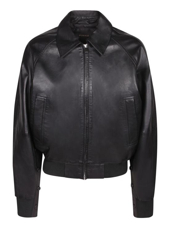 26SS 핑코 가죽 자켓 106233 A31X Z99 Black