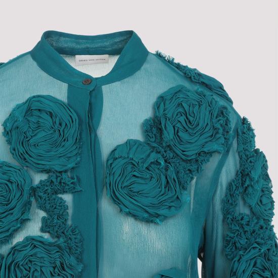 26SS 드리스 반 노튼 블라우스 2610107623376 508 PETROL - DRIES VAN NOTEN