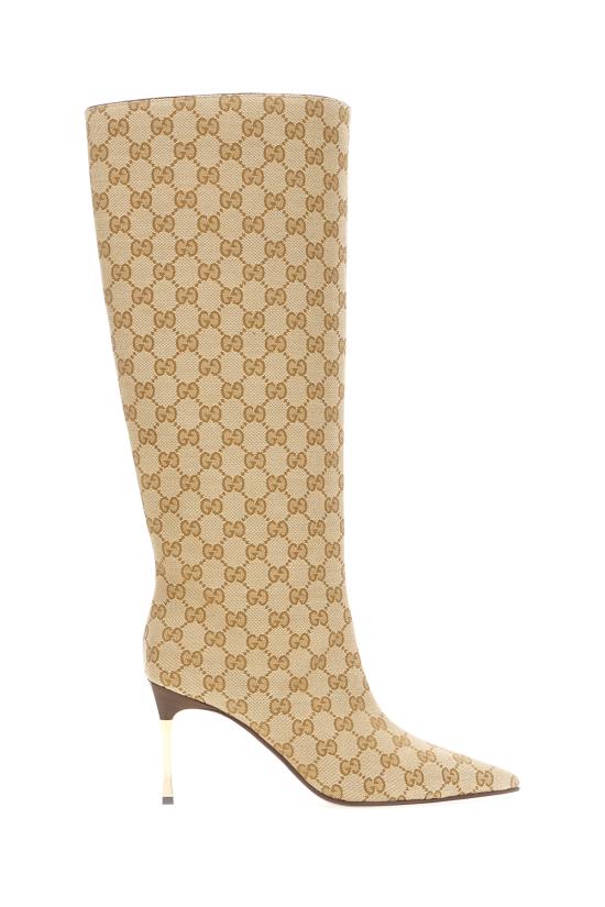 26SS 구찌 GG 캔버스 밤쉘 부츠 865623FAFWD 9611 BEIGE EBONY