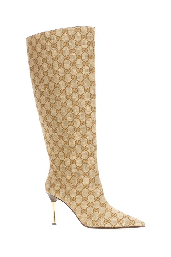 26SS 구찌 GG 캔버스 밤쉘 부츠 865623FAFWD 9611 BEIGE EBONY - GUCCI