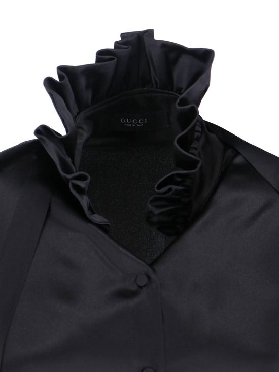 26SS 구찌 보우 실크 새틴 셔츠 860509 ZHS19 1000 Black - GUCCI