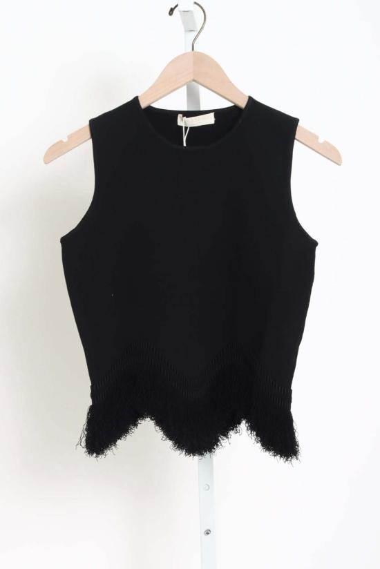  울라 존슨 민소매 티셔츠 코아 니트 탑 (프린지 장식)