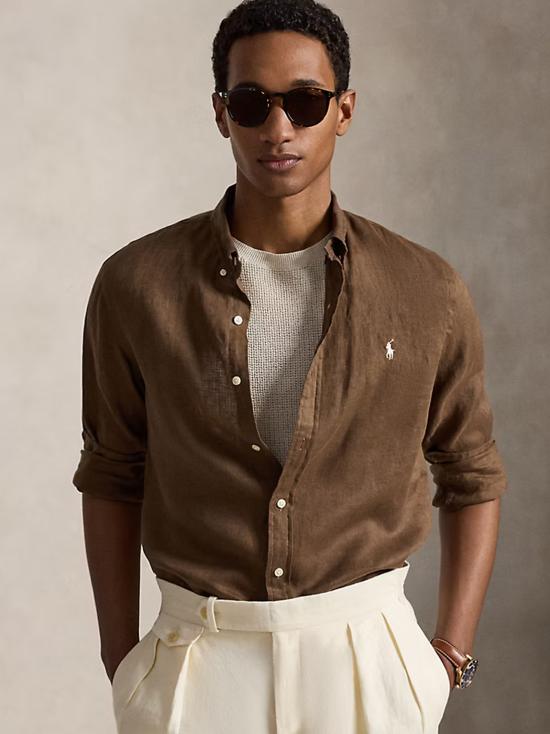 26SS 폴로 랄프로렌 긴팔 셔츠 710968915 500 BROWN - POLO RALPH LAUREN