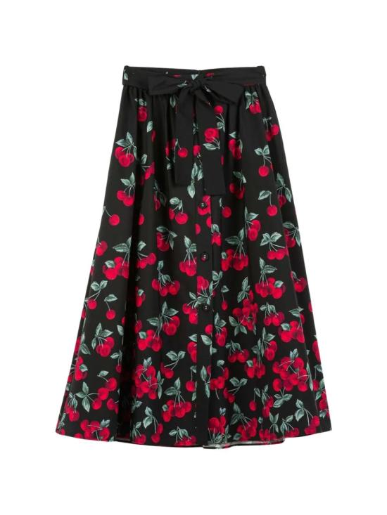 26SS 트윈셋 롱 스커트 261TT2594 13502 CHERRIES DEGRADE BLACK RED