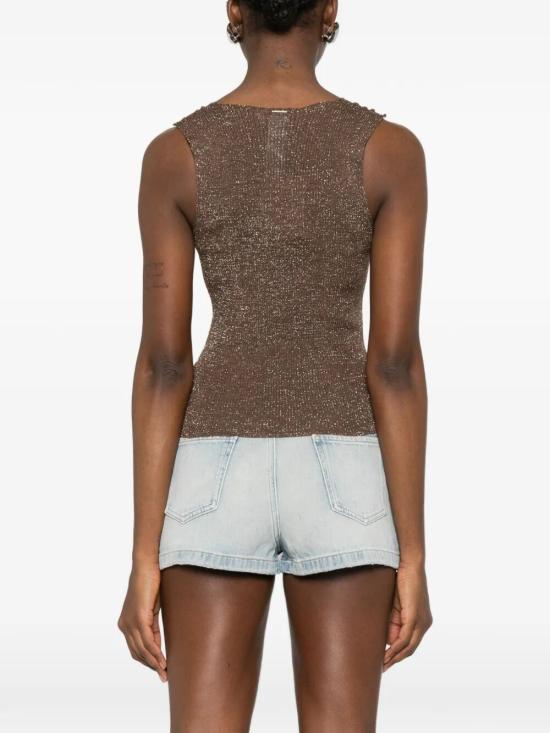 26SS 트윈셋 민소매 티셔츠 261TT3212 13566 COFFEE LIQUEUR LUREX - TWINSET