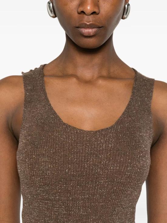 26SS 트윈셋 민소매 티셔츠 261TT3212 13566 COFFEE LIQUEUR LUREX - TWINSET