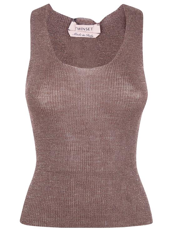 26SS 트윈셋 민소매 티셔츠 261TT3212 13566 COFFEE LIQUEUR LUREX - TWINSET