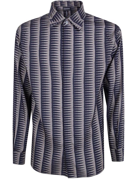 26SS 엠포리오 아르마니 긴팔 셔츠 EM004178 AF14214 FB472 FANCY PATTERN BLUE NAVY