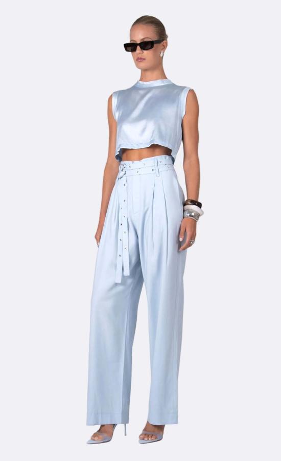  논살란트 레이블 민소매 티셔츠 무심한 라벨 멜 크롭탑 - NONCHALANT LABEL