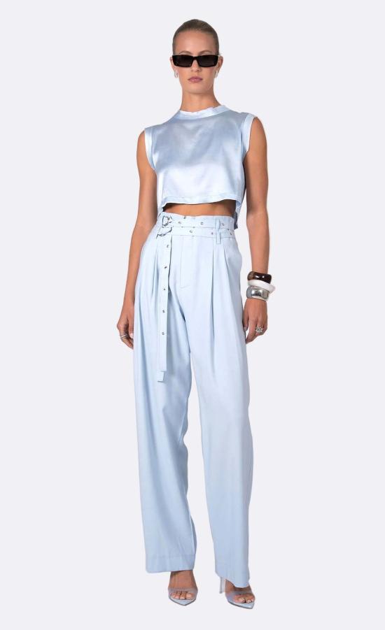  논살란트 레이블 민소매 티셔츠 무심한 라벨 멜 크롭탑 - NONCHALANT LABEL