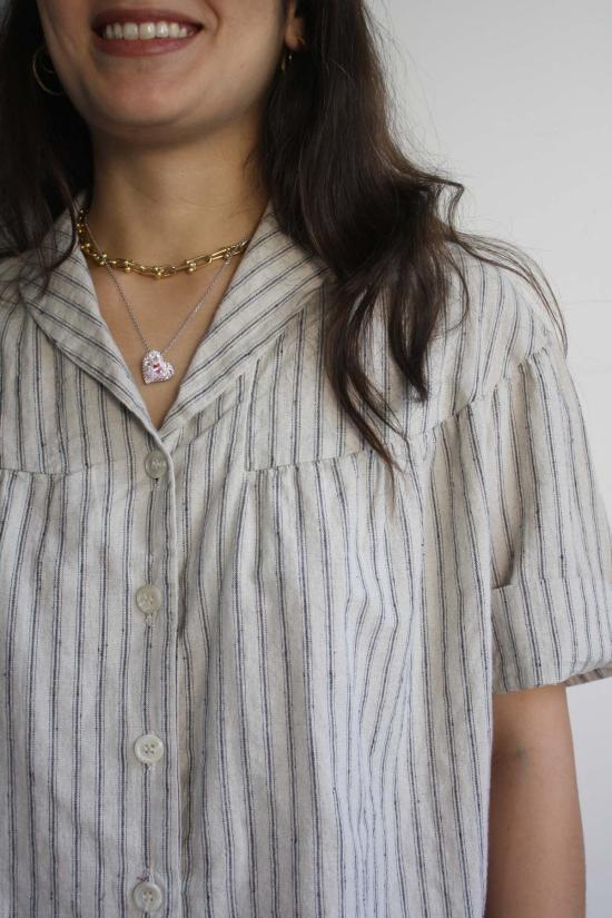  머틀 블라우스 젬마  프렌치 티킹 - MYRTLE