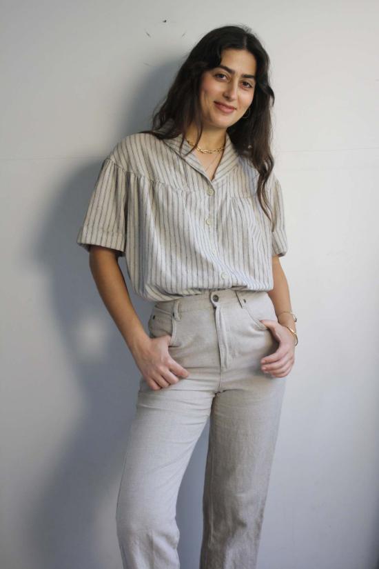  머틀 블라우스 젬마  프렌치 티킹 - MYRTLE