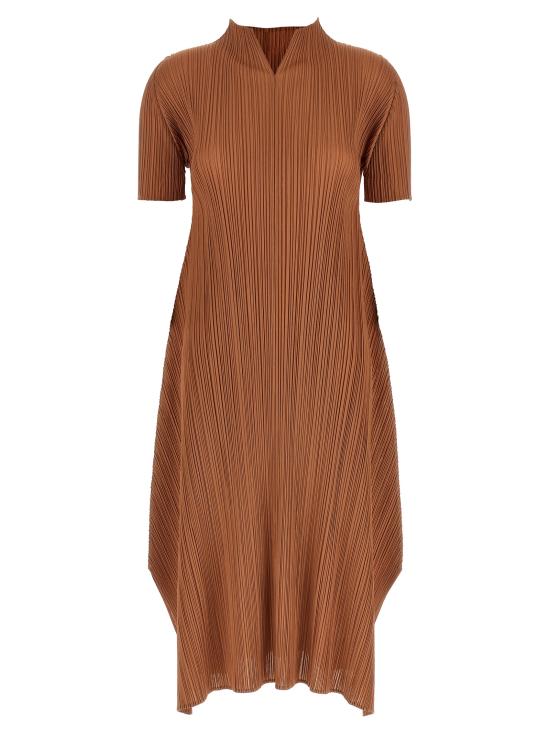 26SS 플리츠플리즈 미디 원피스 PP66JH13644 Brown