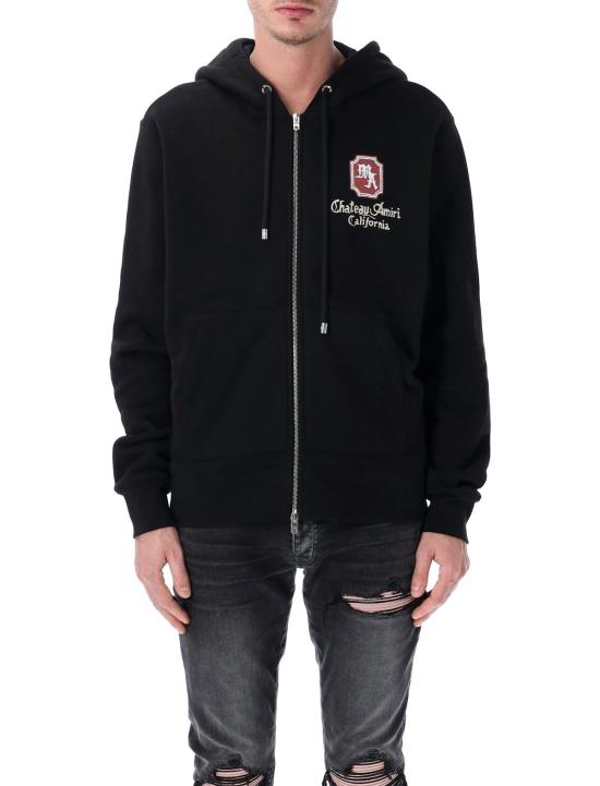  아미리 긴팔 티셔츠 마 샤토 지퍼 코튼 후드티 블랙