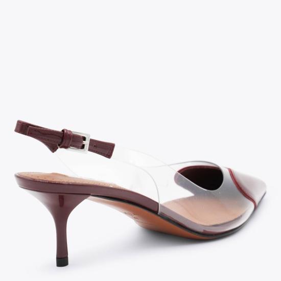  알라이아 힐/펌프스 다크 레드 및 투명 펌프스 - ALAIA