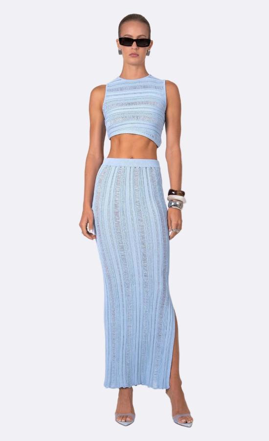  논살란트 레이블 민소매 티셔츠 논샬랑 라벨 자스민 크롭탑 베이비 블루 - NONCHALANT LABEL