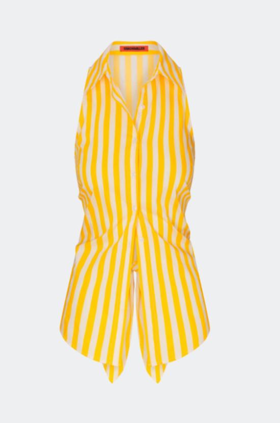  사이먼밀러 블라우스 사이먼 밀러 로크 민소매 포플린 버튼다운 탑 - SIMONMILLER