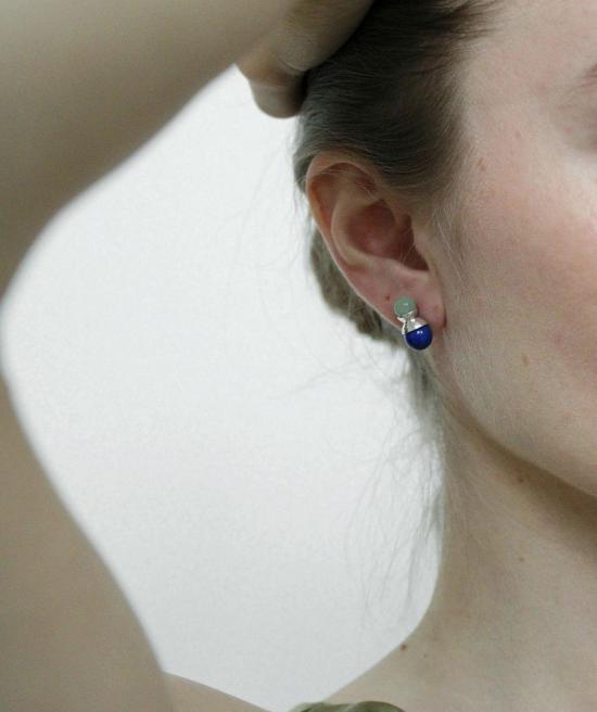  티로 티로 이어링 클리 스터드 실버/라피스