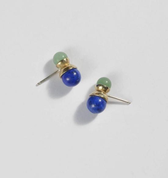  티로 티로 이어링 클리 스터드 실버/라피스 - TIRO TIRO