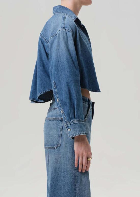  시티즌 오브 휴머니티 데님 셔츠 Citizens Of Humanity Ana Denim Cropped Shirt Somerset - CITIZEN OF HUMANITY
