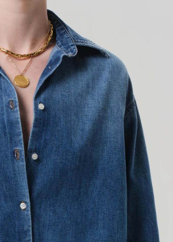  시티즌 오브 휴머니티 데님 셔츠 Citizens Of Humanity Ana Denim Cropped Shirt Somerset - CITIZEN OF HUMANITY