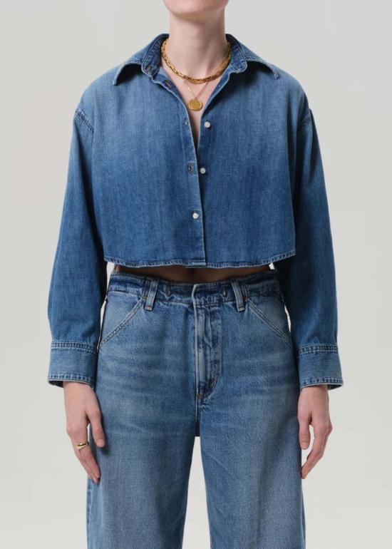  시티즌 오브 휴머니티 데님 셔츠 Citizens Of Humanity Ana Denim Cropped Shirt Somerset