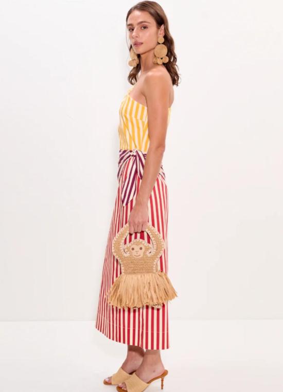  사이먼밀러 롱 원피스 사이먼 밀러 벨렘 포플린 미디 드레스 레드 스트라이프 - SIMONMILLER