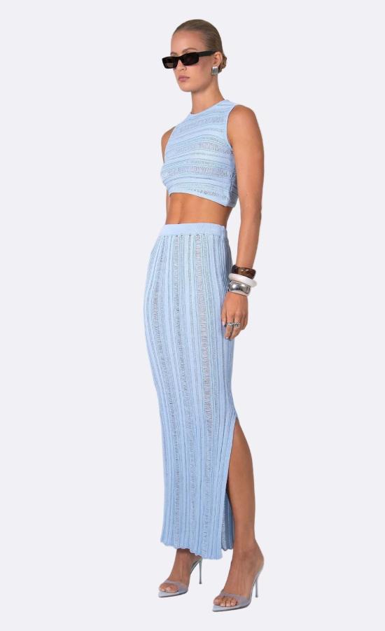  논살란트 레이블 롱 스커트 Nonchalant Label Lilia  베이비 블루 - NONCHALANT LABEL