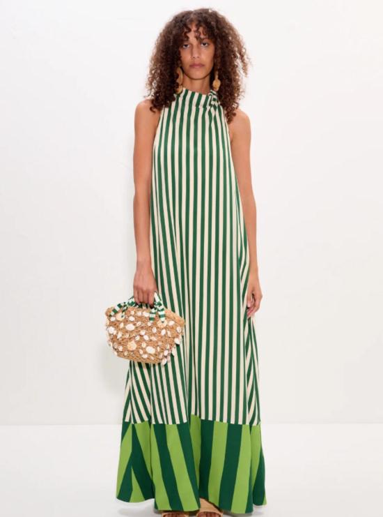  사이먼밀러 롱 원피스 사이먼 밀러 모나 크레이프 드레스 그린 스트라이프